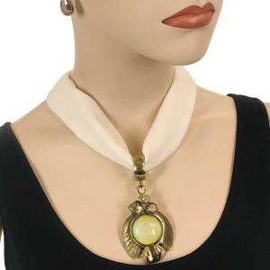 Wholesale 2223 Chiffon Magnet Necklace w/Pendant 1814 #029 Cream (Bronze Magnet) w/ Pendant #386 - 