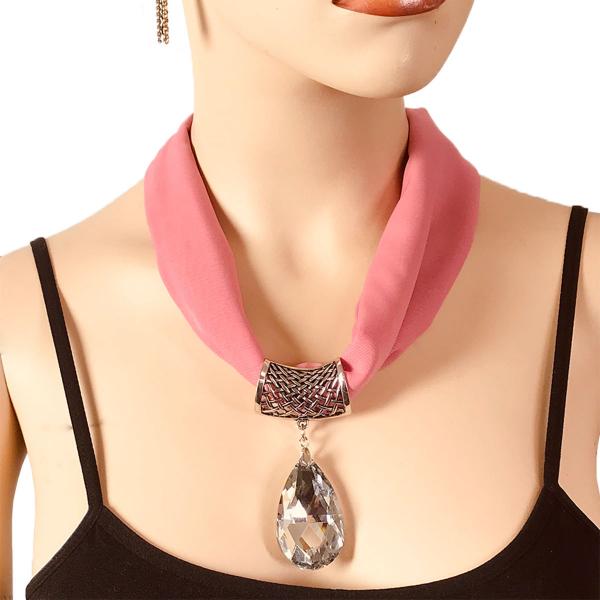 Wholesale Chiffon Magnet Necklace w/ Optional Pendant 1814 #066 Raspberry (Silver Magnet) w/ Pendant #075 - 