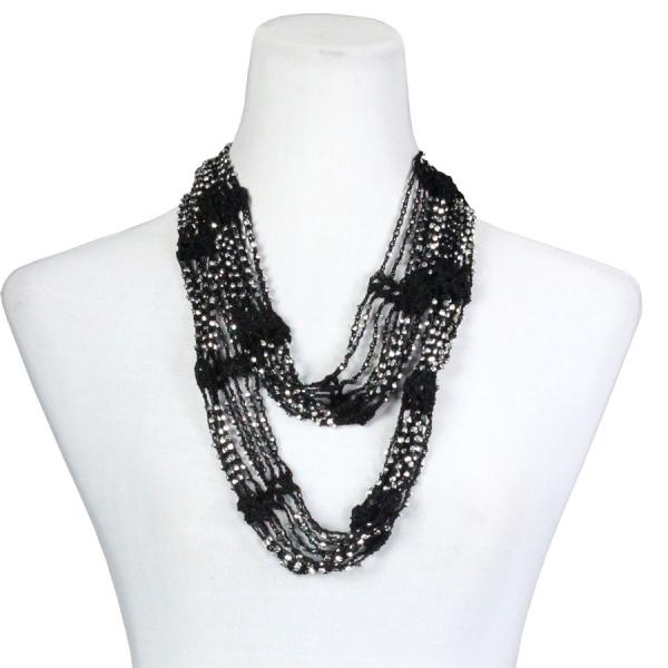 wholesale 1815 - Shanghai Beaded Infinities Black w/ Silver Beads (6) Shanghai Beaded Infinity Scarf - 