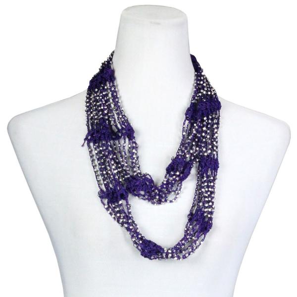 1815 - Shanghai Beaded Infinities Purple w/ Silver Beads - 