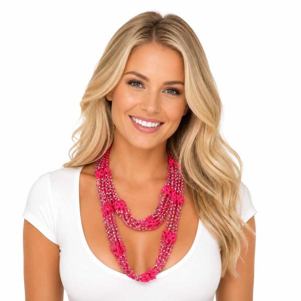 wholesale Y016 - Shanghai Beaded Infinities Fuchsia w/ Silver Beads  - 