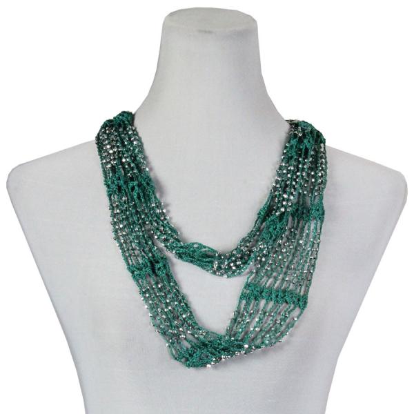 1815 - Shanghai Beaded Infinities Sea Green w/ Silver Beads Shanghai Beaded Infinity Scarve - 
