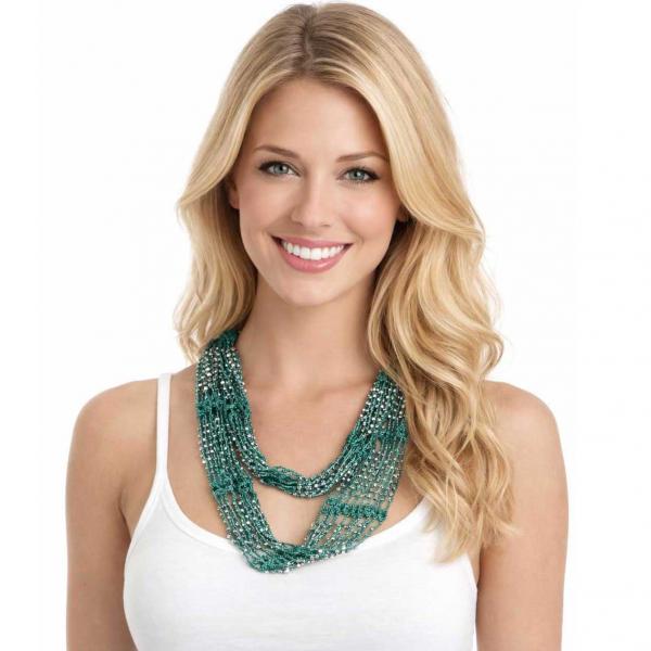 wholesale Y016 - Shanghai Beaded Infinities Sea Green w/ Silver Beads  - 
