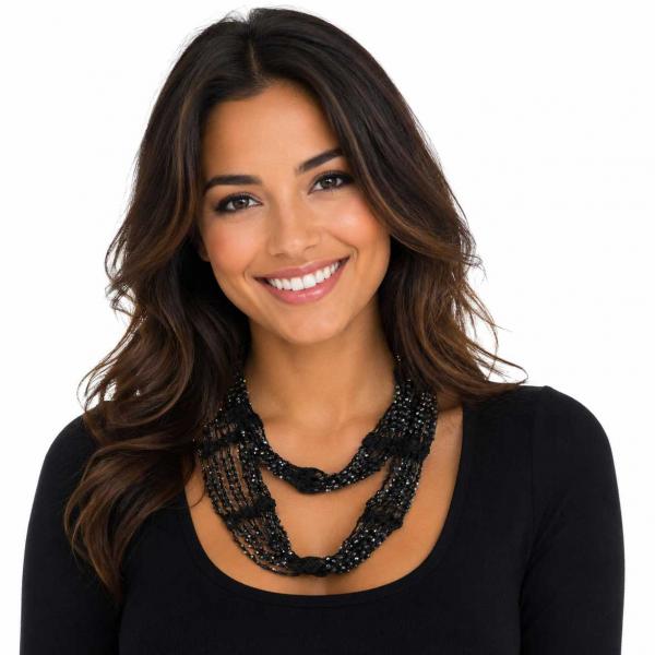 wholesale Y016 - Shanghai Beaded Infinities Black w/ AB Beads  - 