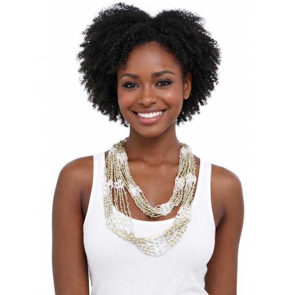 wholesale Y016 - Shanghai Beaded Infinities White w/ Gold Beads  - 
