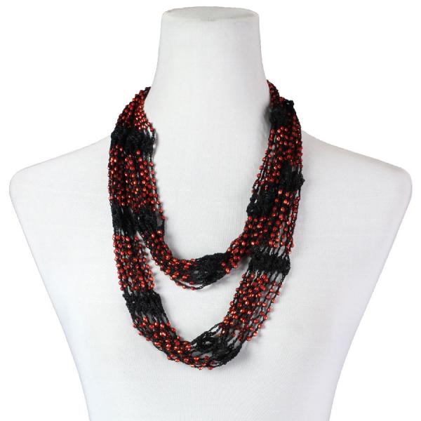 1815 - Shanghai Beaded Infinities Black w/ Red Beads Shanghai Beaded Infinity Scarve - 
