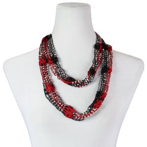 1815 - Shanghai Beaded Infinities Black-Red w/ Silver Beads  - 