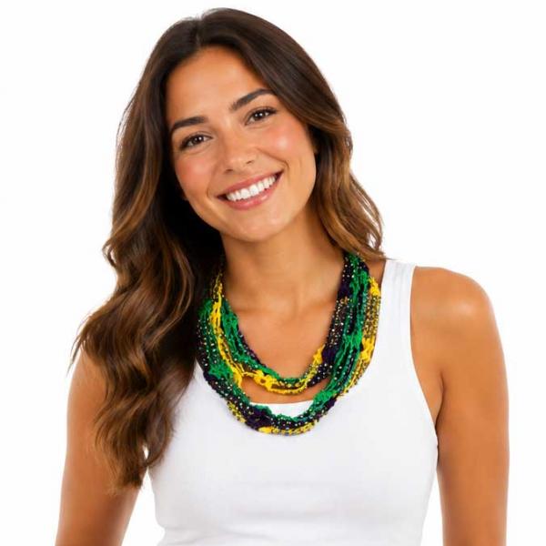 Y016 - Shanghai Beaded Infinities Mardi Gras w/ AB Beads Shanghai Beaded Infinity Scarf - 