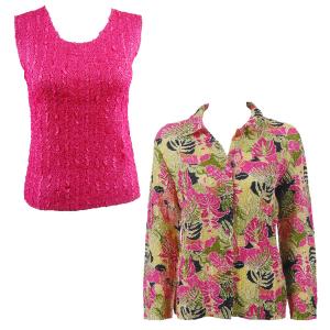 Wholesale 1826 - Crush Silky Touch Blouse & Sleeveless Sets Tropical Heat - Solid Hot Pink #1 - One Size Fits Most