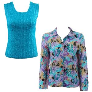 1826 - Crush Silky Touch Blouse & Sleeveless Sets Tropical Breeze - Solid Bright Teal #2 - One Size Fits Most