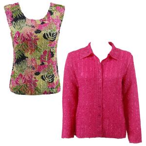 1826 - Crush Silky Touch Blouse & Sleeveless Sets Solid Hot Pink - Tropical Heat #3 - One Size Fits Most