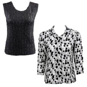 1826 - Crush Silky Touch Blouse & Sleeveless Sets Bubbles Black-White - Solid Black #4 - One Size Fits Most