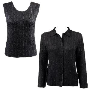 1826 - Crush Silky Touch Blouse & Sleeveless Sets Solid Black - Solid Black #8 - One Size Fits Most