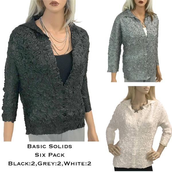 wholesale 1831 - Origami Blouses Six Pack Assortment<br>
Basic Solids - One Size Fits Most