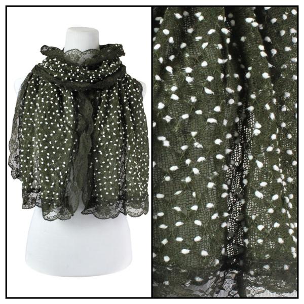 wholesale 4320 - Lace Pom Pom Scarves Green - 