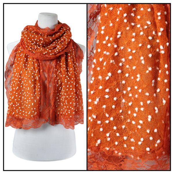 wholesale 4320 - Lace Pom Pom Scarves Orange - 