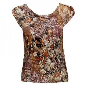 1904 - Magic Crush Cap Sleeve Tops P06 - Multi Floral Brown - One Size Fits  (S-L)