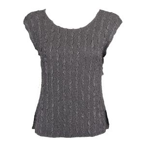 1904 - Magic Crush Cap Sleeve Tops Solid Charcoal-B - One Size Fits Most