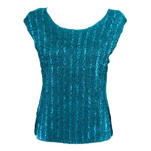 1904 - Magic Crush Cap Sleeve Tops Solid Teal-B - One Size Fits Most