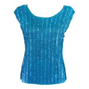 1904 - Magic Crush Cap Sleeve Tops Solid Turquoise-B - One Size Fits Most