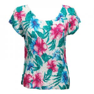 1904 - Magic Crush Cap Sleeve Tops 329 - Multi Floral - One Size Fits  (S-L)