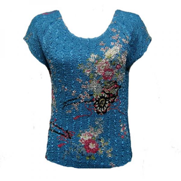 Wholesale 1904 - Magic Crush Cap Sleeve Tops 124 - Multi Floral - One Size Fits  (S-L)