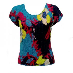 1904 - Magic Crush Cap Sleeve Tops 234 - Multi Floral - One Size Fits  (S-L)