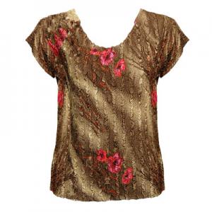 1904 - Magic Crush Cap Sleeve Tops 322 - Multi Floral Brown - One Size Fits  (S-L)