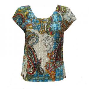 1904 - Magic Crush Cap Sleeve Tops 121 - Paisley and Plaid  - One Size Fits  (S-L)