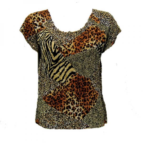 Wholesale 1904 - Magic Crush Cap Sleeve Tops 117 - Animal Mix - One Size Fits  (S-L)