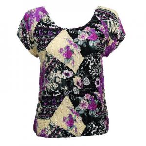 1904 - Magic Crush Cap Sleeve Tops 270 - Multi Abstract - One Size Fits  (S-L)