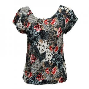 1904 - Magic Crush Cap Sleeve Tops 361 - Multi Abstract - One Size Fits  (S-L)