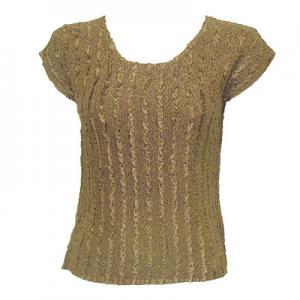 1904 - Magic Crush Cap Sleeve Tops Solid Taupe-A - One Size Fits  (S-L)