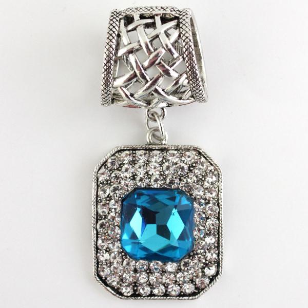 1905 - Scarf Pendants #150 Square w/ Turquoise Crystal Stone (Hinged Tube) - 