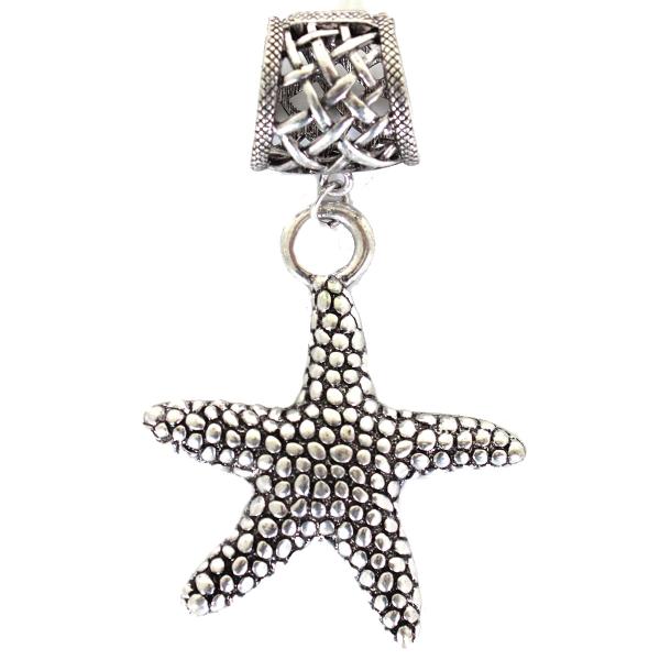 wholesale 1905 - Scarf Pendants #154 Silver Starfish (Hinged Tube) (MB) - 