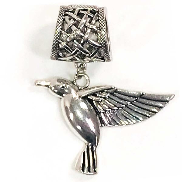 1905 - Scarf Pendants #160 Silver Humming Bird (Hinged Tube) - 