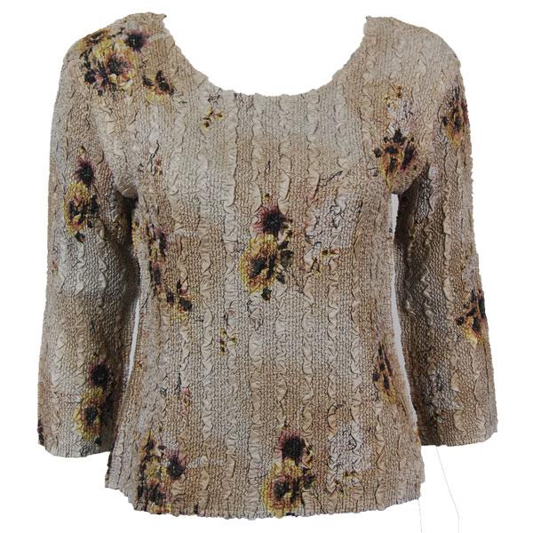 Wholesale 1906 - Magic Crush Three Quarter Sleeve Tops Beige Floral (#036A) Two Ply - One Size Fits  (S-L)