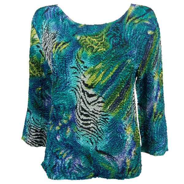 Wholesale 1367 - Diamond  Crystal Zipper Vests Abstract Zebra Blue-Green (#015C) - One Size Fits  (S-L)