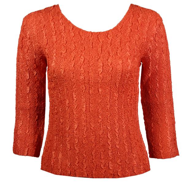 Wholesale 1906 - Magic Crush Three Quarter Sleeve Tops Solid Orange-B Two Ply - One Size Fits Most