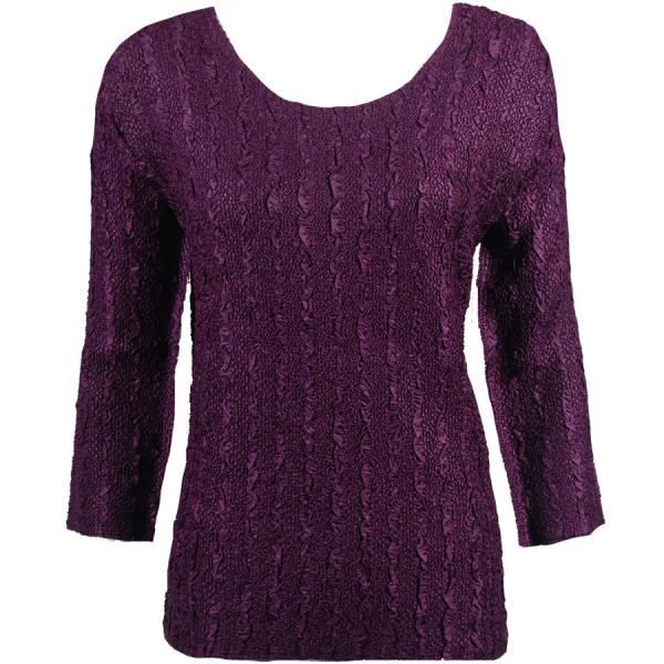 Wholesale 1906 - Magic Crush Three Quarter Sleeve Tops Solid Plum-B Two Ply - One Size Fits Most