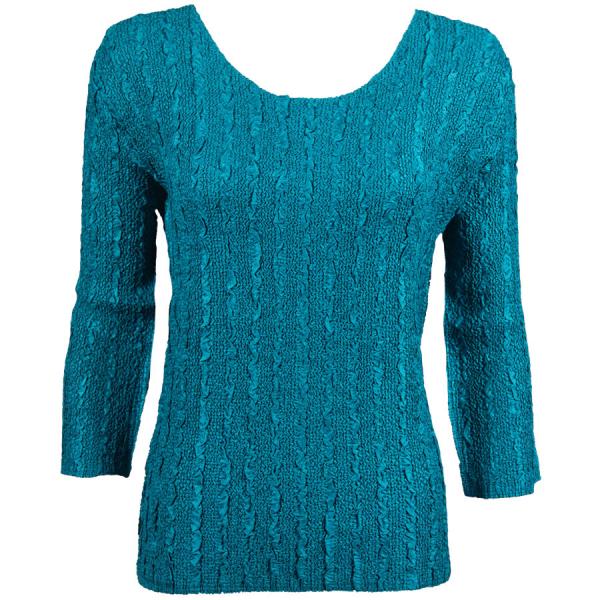 Wholesale 1906 - Magic Crush Three Quarter Sleeve Tops Solid Teal-B Two Ply Two Ply - One Size Fits  (S-L)