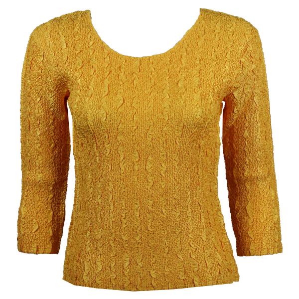 Wholesale 1906 - Magic Crush Three Quarter Sleeve Tops Solid Yellow-B Two Ply - One Size Fits  (S-L)