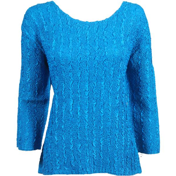 Wholesale 1906 - Magic Crush Three Quarter Sleeve Tops Solid Blue-B Two Ply - Plus Size Fits (XL-2X)