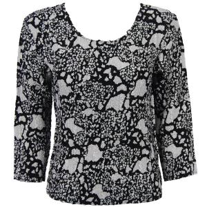 1906 - Magic Crush Three Quarter Sleeve Tops Abstract Print Black-White (#024A) - One Size Fits  (S-L)