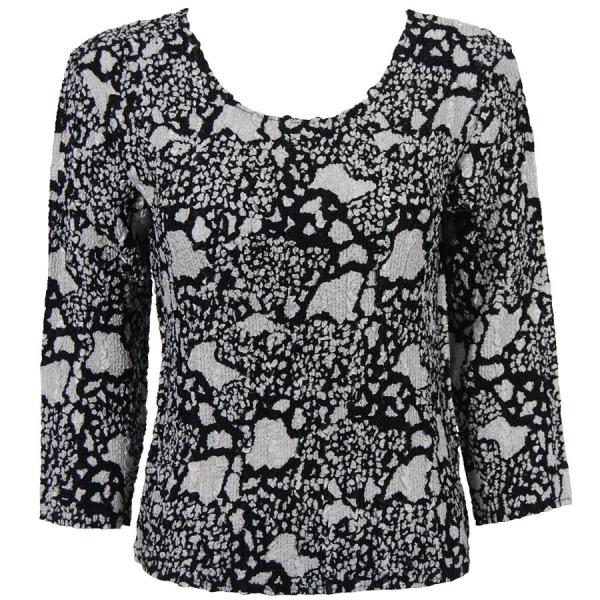 Wholesale 1906 - Magic Crush Three Quarter Sleeve Tops Abstract Print Black-White (#024A) - One Size Fits  (S-L)
