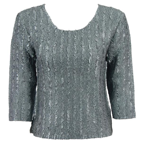 Wholesale 1906 - Magic Crush Three Quarter Sleeve Tops Solid Charcoal-A - One Size Fits  (S-L)
