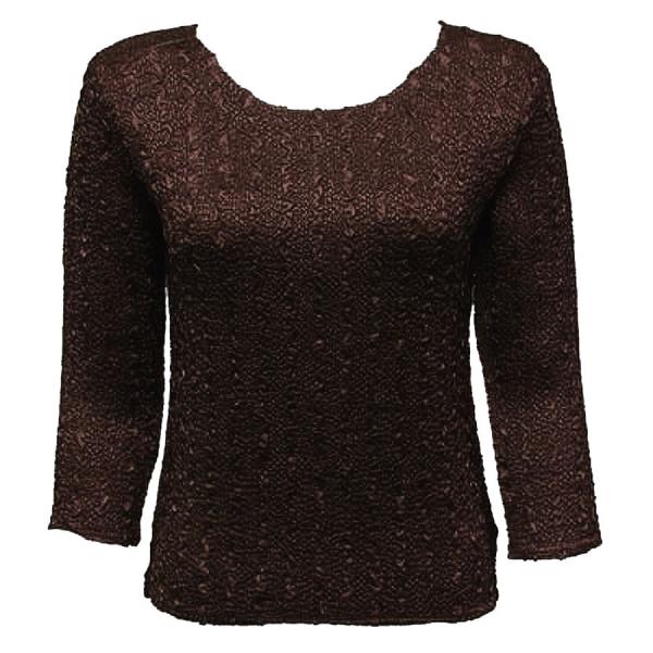 Wholesale 1906 - Magic Crush Three Quarter Sleeve Tops Solid Dark Brown-A - One Size Fits  (S-L)