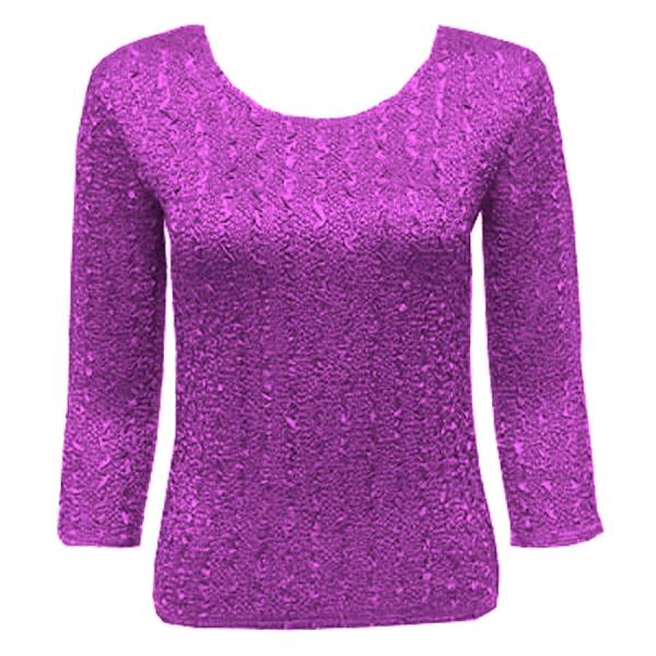 Wholesale 1906 - Magic Crush Three Quarter Sleeve Tops Solid Raspberry Sherbet-A - One Size Fits  (S-L)