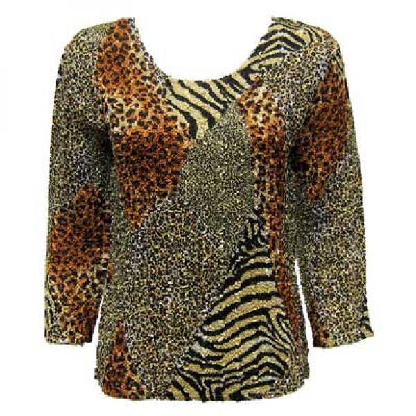 Wholesale 1906 - Magic Crush Three Quarter Sleeve Tops Patchwork Animal  - One Size Fits  (S-L)