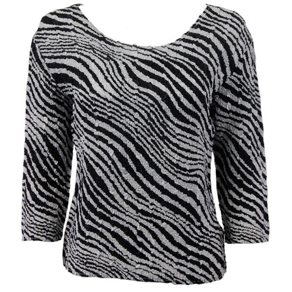 Wholesale 1906 - Magic Crush Three Quarter Sleeve Tops Zebra Print Two Ply - One Size Fits Most